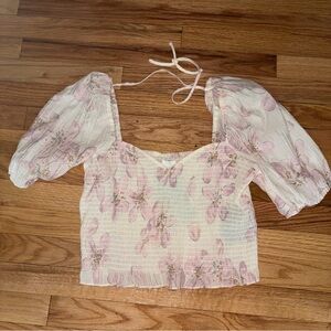 H&M Pink and Cream Floral Crop Top
